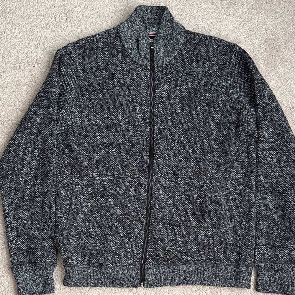 Flag & Anthem Full Zip Cardigan Men's black/Gray Sweater, Large